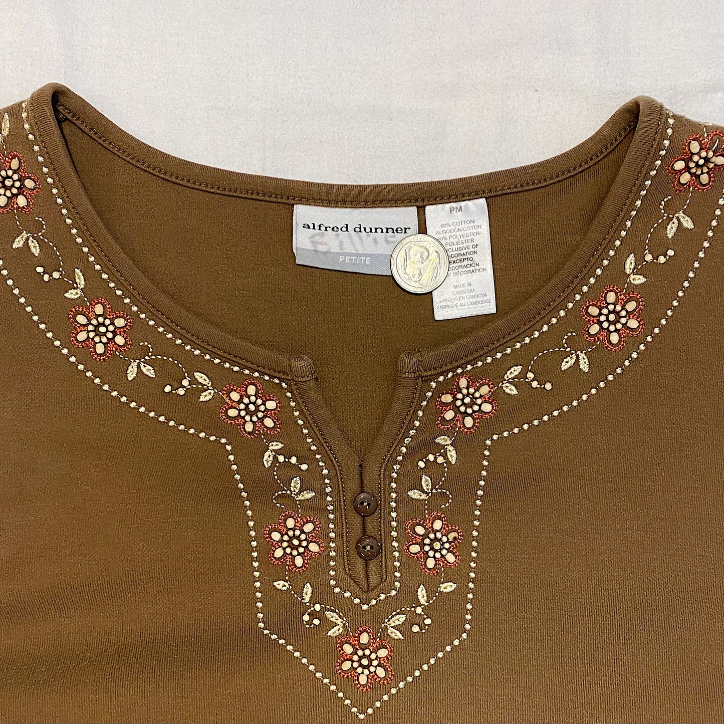 (M) Brown Beaded Top