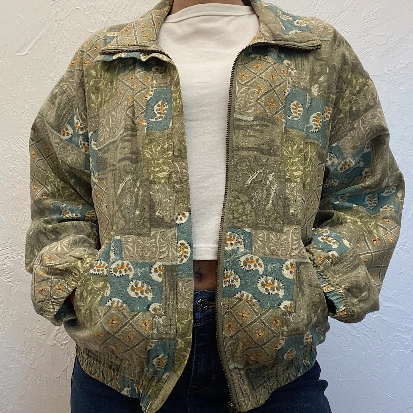 (S) Green Patchwork Jacket