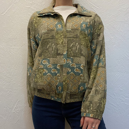 (S) Green Patchwork Jacket