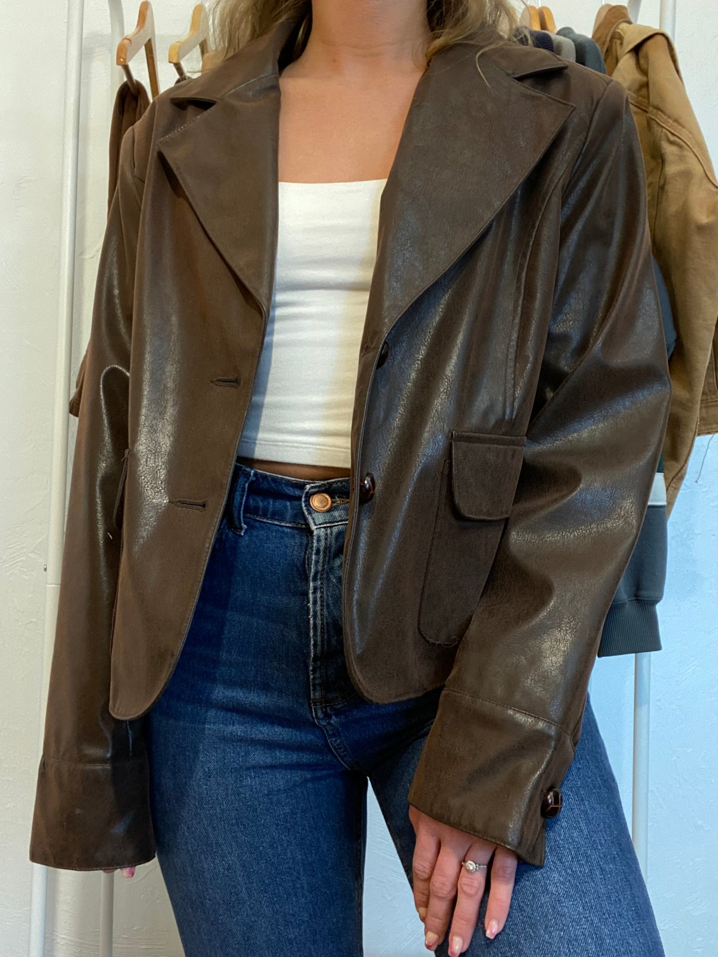 (L) Brown Leather Jacket