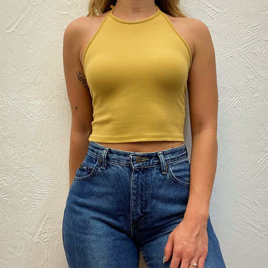 (S) Golden Halter Top