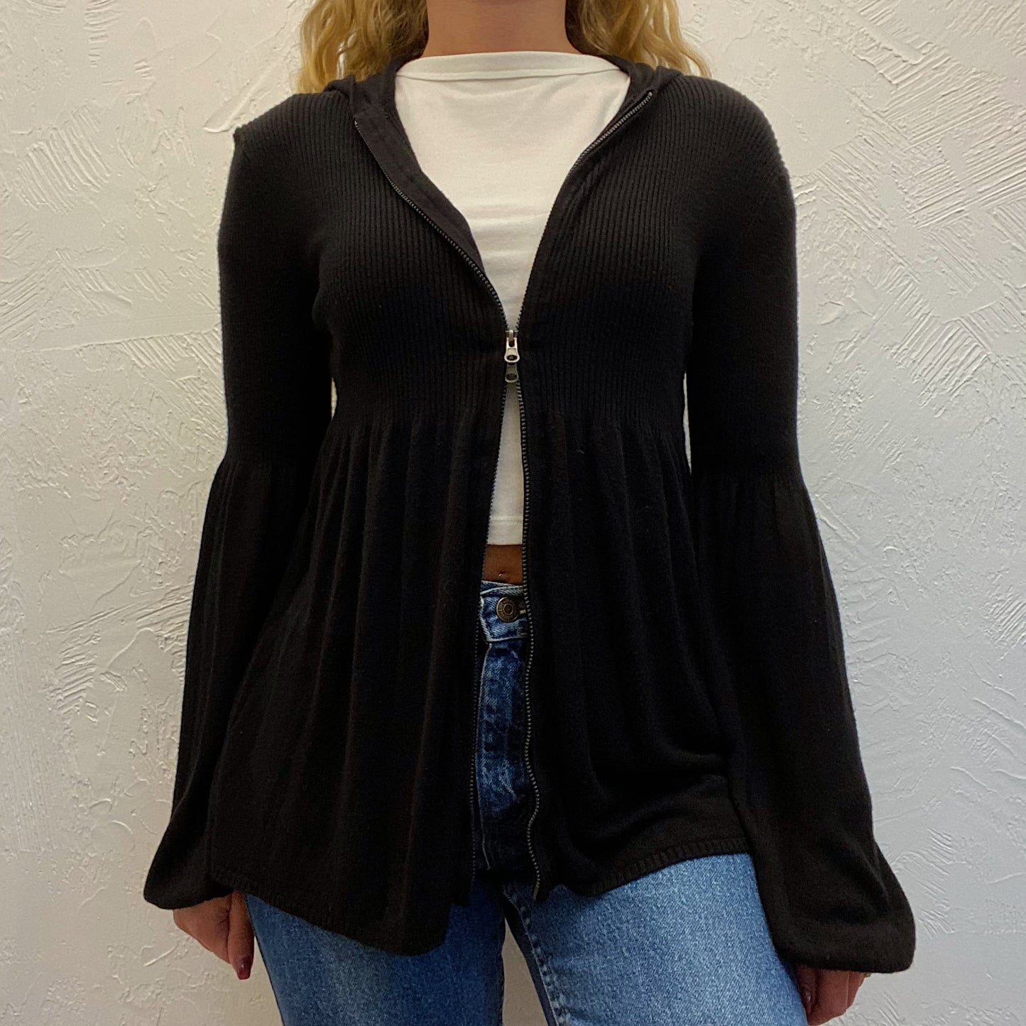 (S) Black Flowy Jacket