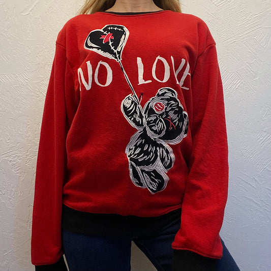 (L) Red Embroidered Sweatshirt