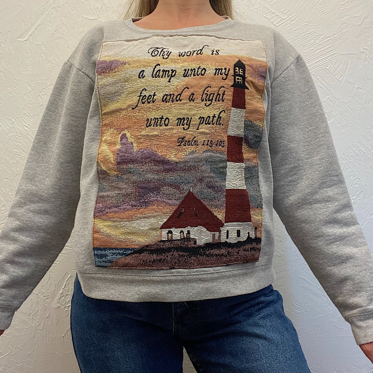 (S) Upcycled Tapestry Sweatshirt