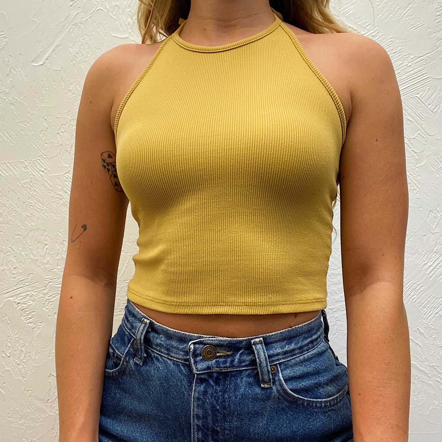 (S) Golden Halter Top