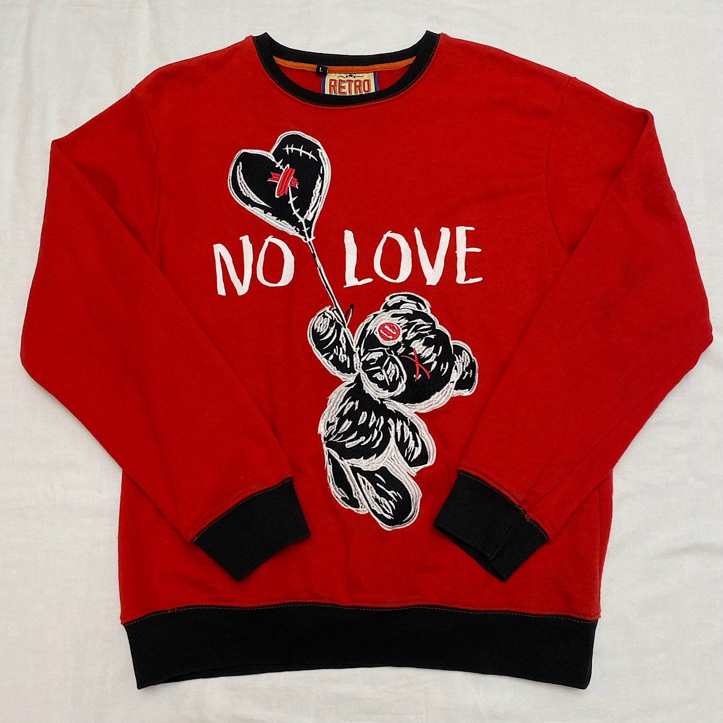 (L) Red Embroidered Sweatshirt