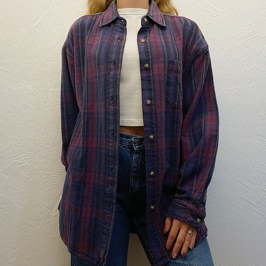 (L) Vintage Plaid Flannel