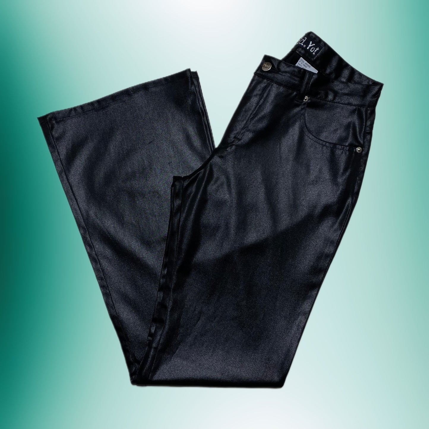 (28”) Y2K Black Faux Leather Pants