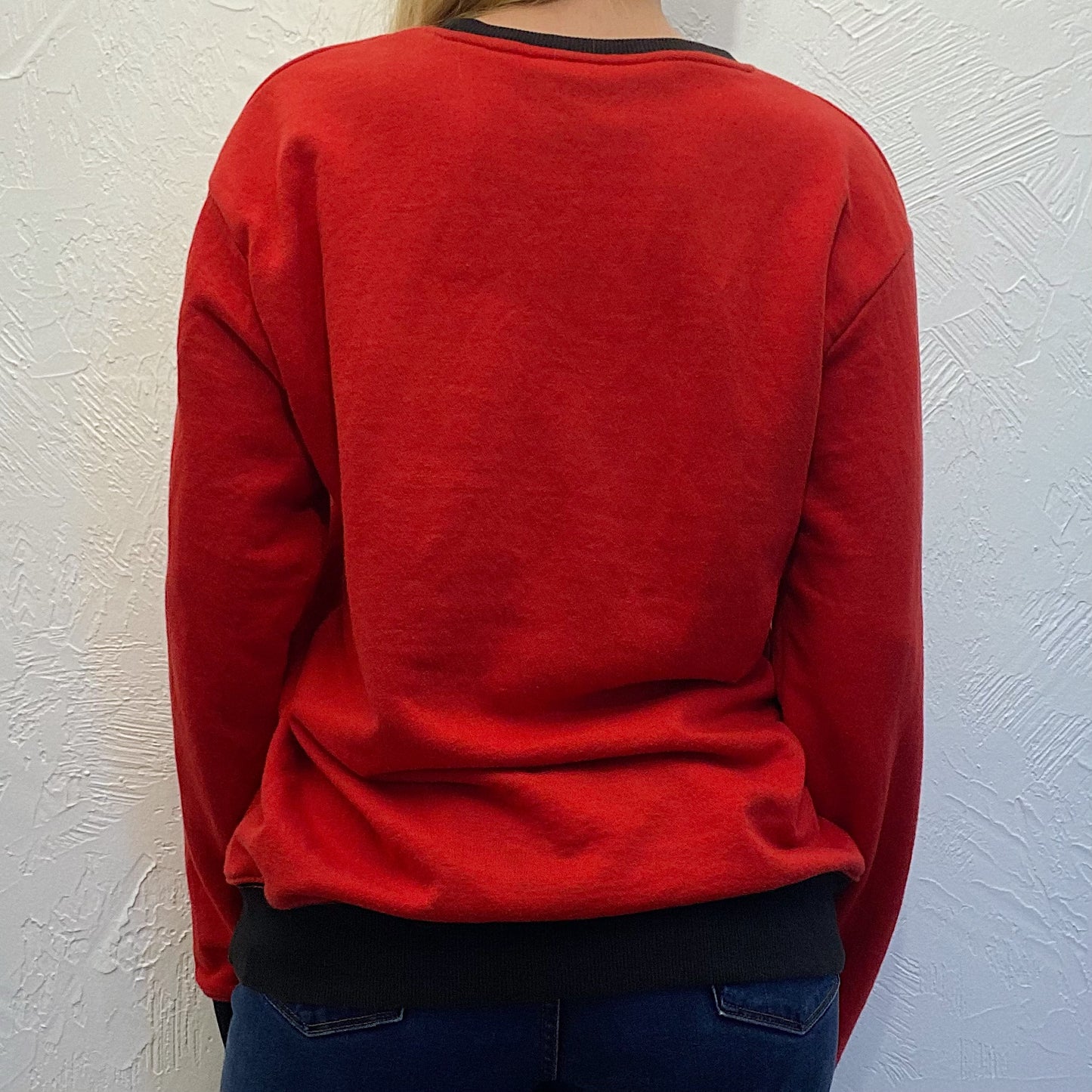 (L) Red Embroidered Sweatshirt