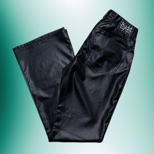 (28”) Y2K Black Faux Leather Pants