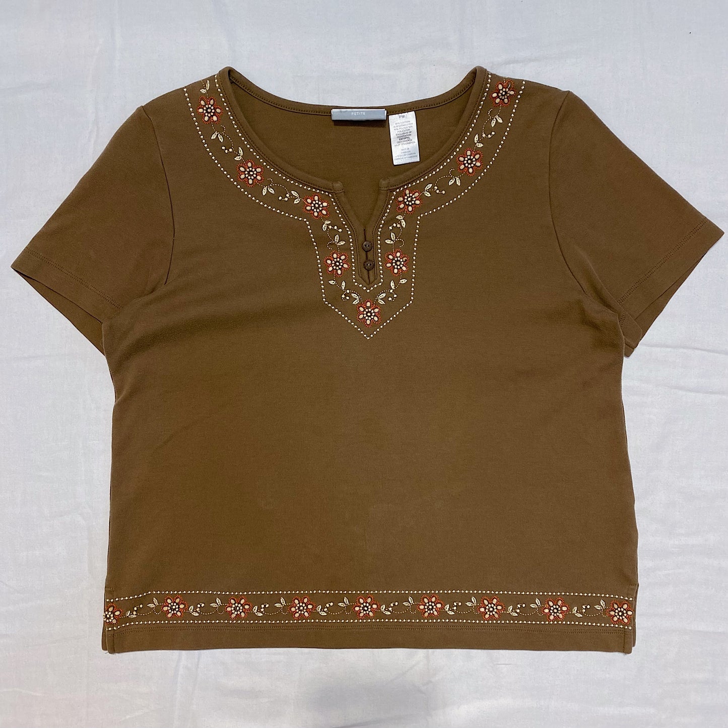 (M) Brown Beaded Top