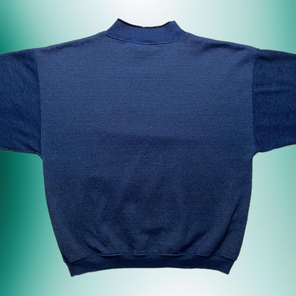 (L) Vintage Blue Mock Neck