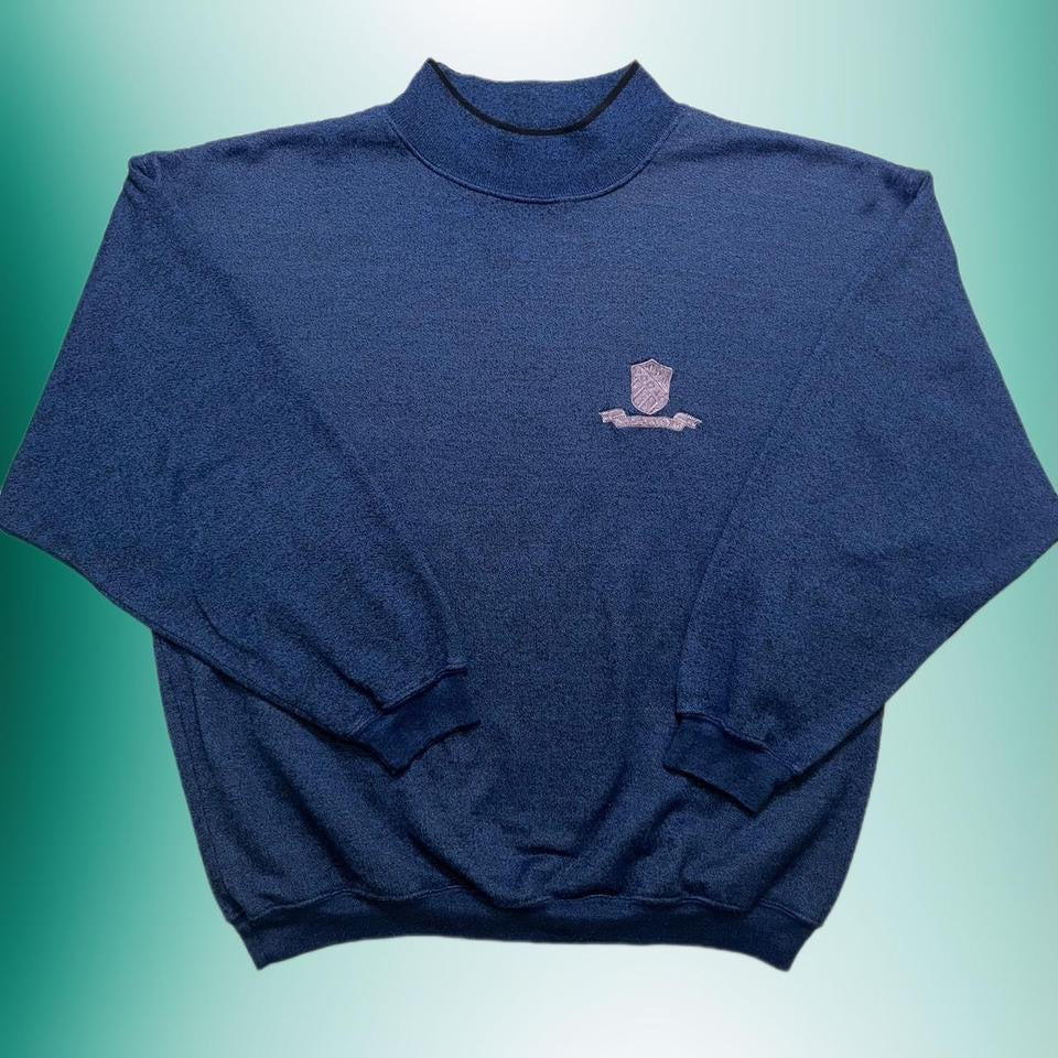 (L) Vintage Blue Mock Neck